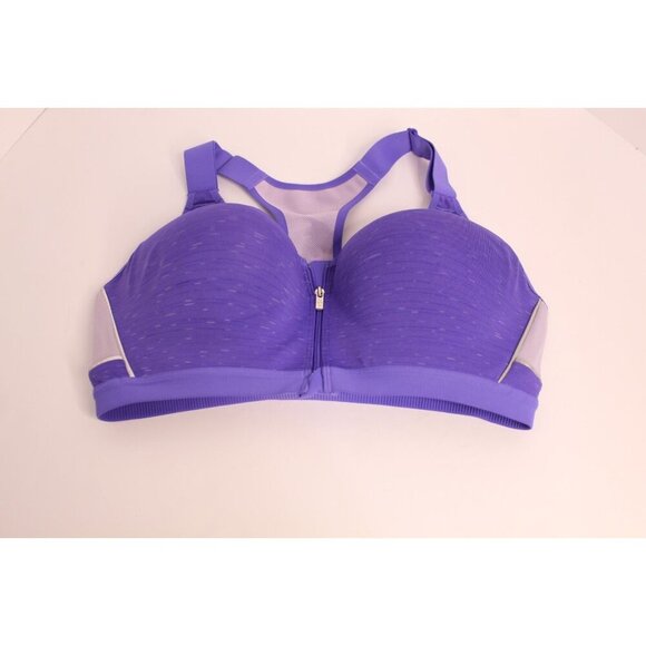 Victoria's Secret X Sport Bra 38D Purple Heather Zipper Front Padded Underwire - Picture 4 of 15